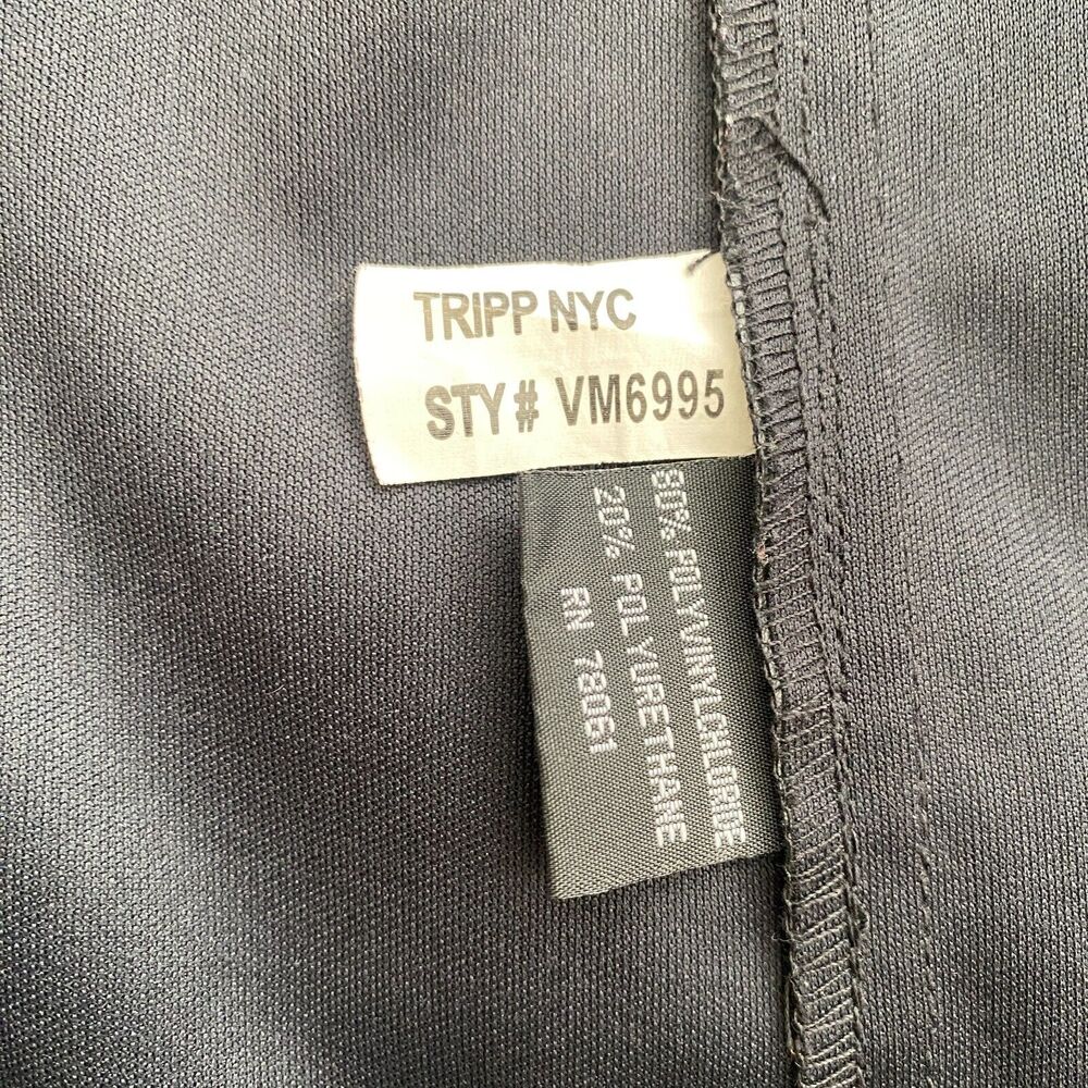 VTG Tripp NYC Patent Leather Collared Mini Dress Size Small Black Gothic Punk - Picture 3 of 6